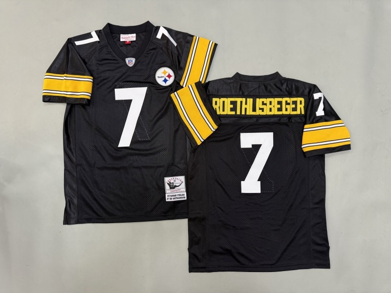 Men 2025 Pittsburgh Steelers #7 Roethlisberger black Throwback Limited NFL Jersey style 002